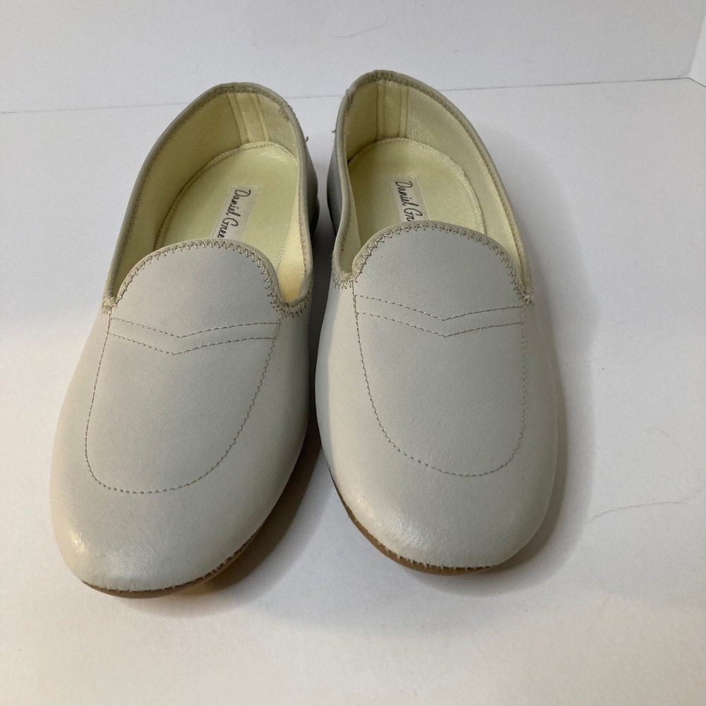 Womens Daniel Green Meg Split Leather Loafer Slippers Bone Gray‎ 8